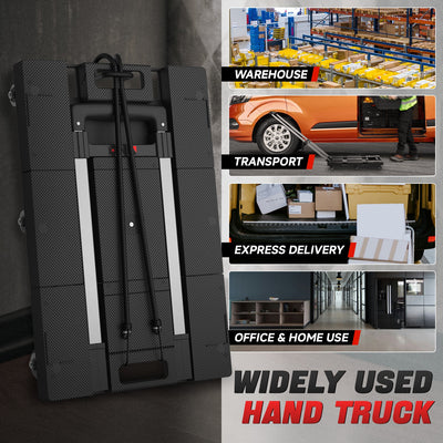 176lbs Load Adjustable Foldable Steel Hand Truck <br> Folding Plate Size: 21.85 in.Lx 14.17 in.W