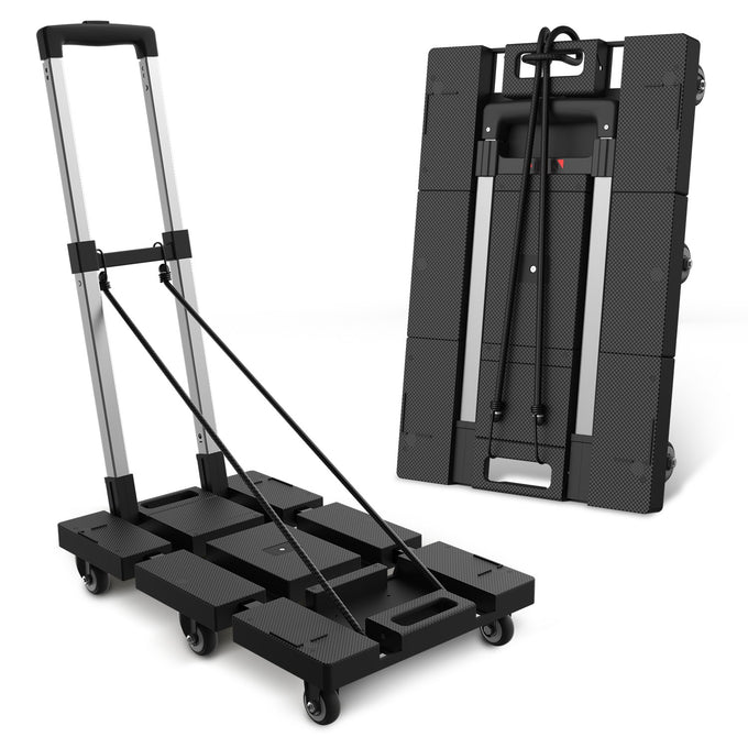 176lbs Load Adjustable Foldable Steel Hand Truck <br> Folding Plate Size: 21.85 in.Lx 14.17 in.W