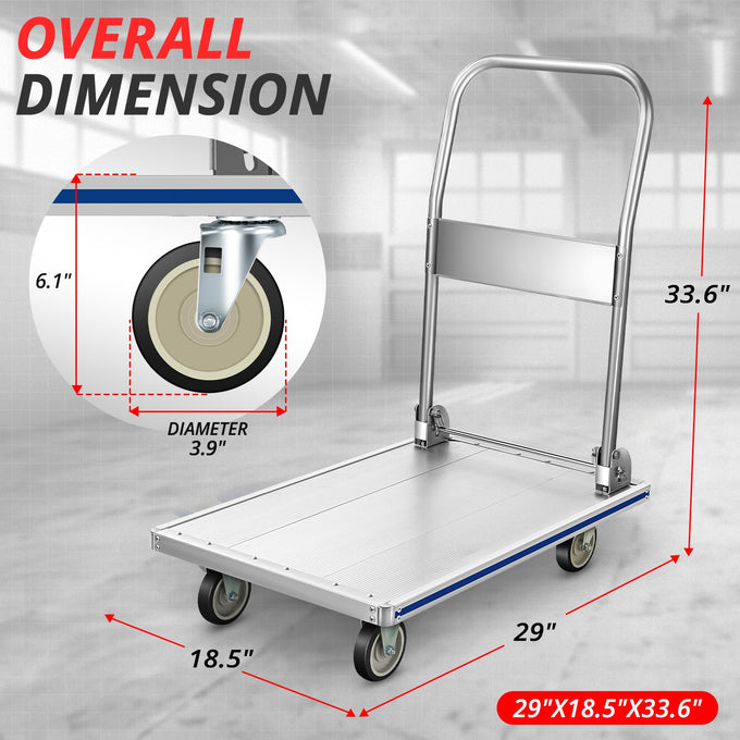 440lbs Heavy Duty Folding Platform Hand Truck<br>Overall Dimensions 29 in. X 18.5 in. X 32 in.