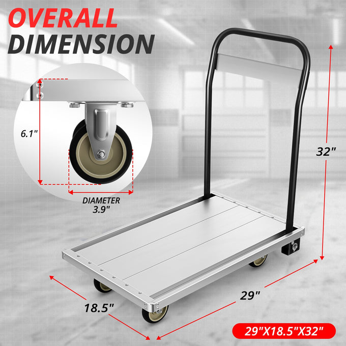 440lbs Capacity Heavy Duty Folding Platform Hand Truck<br>Overall Dimensions 29 in. X 18.5 in. X 32 in.