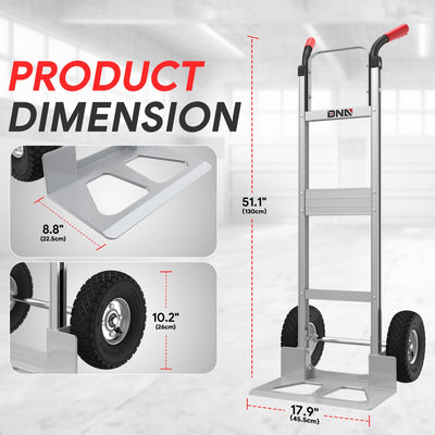 550lbs Load Aluminum Anti-Slip Hand Truck <br> Overall Dimension: 51.1 in. X 17.9 in.