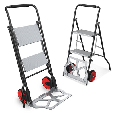 2-in-1 Folding Hand Truck & Ladder, 220 lbs Capacity <br> Overall Dimension: 51.1 in. X 17.9 in.