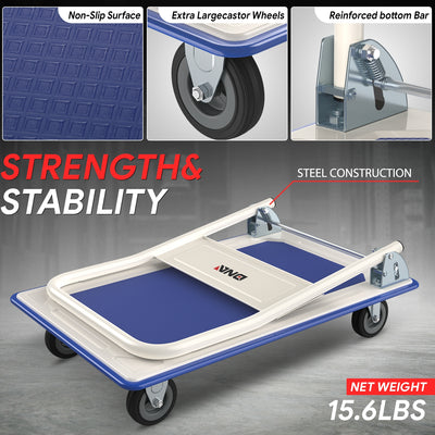 2-IN-1 330 LBS Folding Platform Hand Truck w/Wheel <br> Overall size: 28.7 in. X 18.5 in. X 31.4 in.