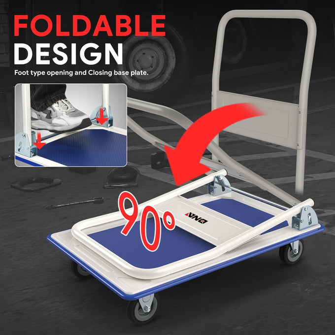 2-IN-1 330 LBS Folding Platform Hand Truck w/Wheel <br> Overall size: 28.7 in. X 18.5 in. X 31.4 in.