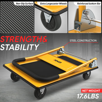 2-IN-1 440 LBS Folding Platform Hand Truck w/Wheel <br> Overall size: 28.7 in. X 18.5 in. X 31.4 in.