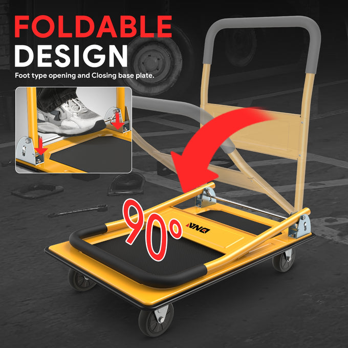 2-IN-1 440 LBS Folding Platform Hand Truck w/Wheel <br> Overall size: 28.7 in. X 18.5 in. X 31.4 in.