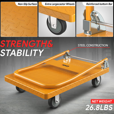 2-IN-1 770 LBS Folding Platform Hand Truck w/Wheel <br> Overall Size: 28.7 in. X 18.5 in. X 32.6 in.