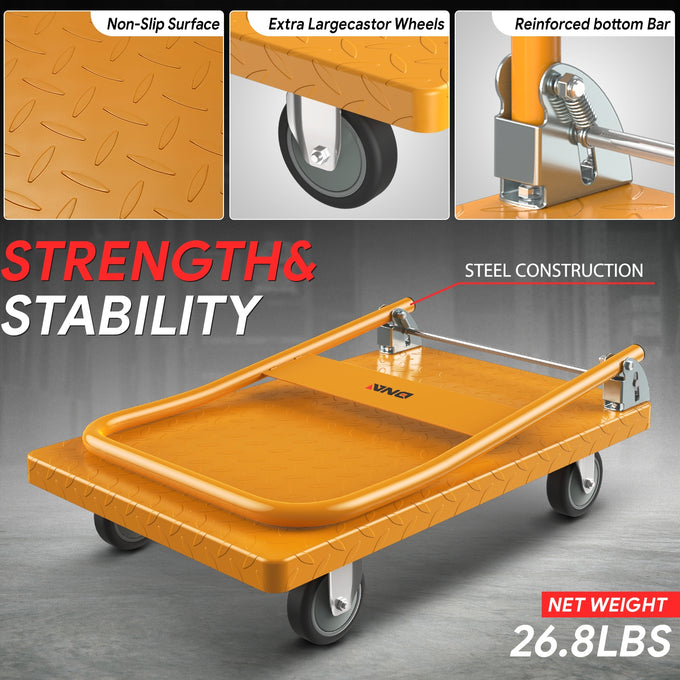 2-IN-1 770 LBS Folding Platform Hand Truck w/Wheel <br> Overall Size: 28.7 in. X 18.5 in. X 32.6 in.