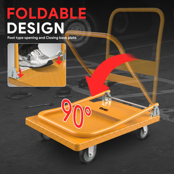 2-IN-1 770 LBS Folding Platform Hand Truck w/Wheel <br> Overall Size: 28.7 in. X 18.5 in. X 32.6 in.