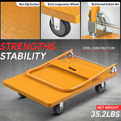 2-IN-1 990 LBS Folding Platform Hand Truck w/Wheel <br> Overall Size: 35.4 in. X 33.6 in. X 32.6 in.