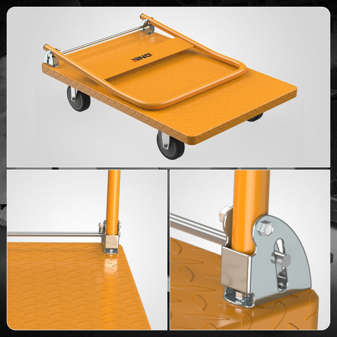 2-IN-1 990 LBS Folding Platform Hand Truck w/Wheel <br> Overall Size: 35.4 in. X 33.6 in. X 32.6 in.