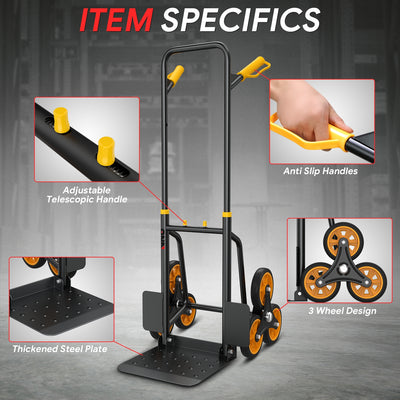 330LBS 2-IN-1 Adjustable Stair Climber Hand Truck <br> Overall Dimension: 42.9 in. x 11.6 in. x11.8 in.