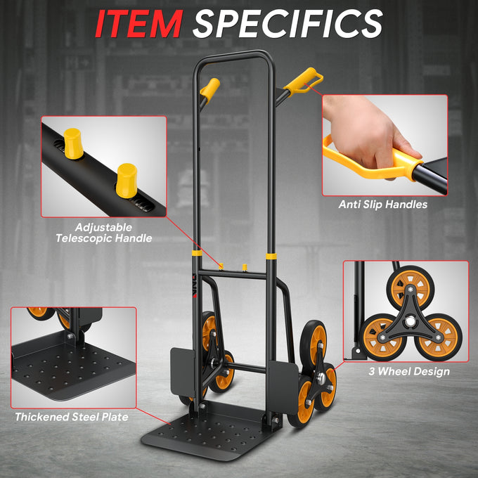 330LBS 2-IN-1 Adjustable Stair Climber Hand Truck <br> Overall Dimension: 42.9 in. x 11.6 in. x11.8 in.