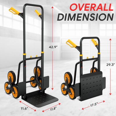 330LBS 2-IN-1 Adjustable Stair Climber Hand Truck <br> Overall Dimension: 42.9 in. x 11.6 in. x11.8 in.