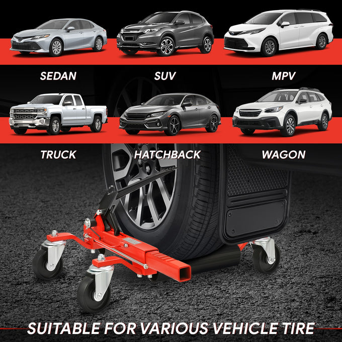 12 in. 1250lbs Hydraulic Car Wheel Dolly Jack<br>Roller Adjustable Range 10.2-23 in.