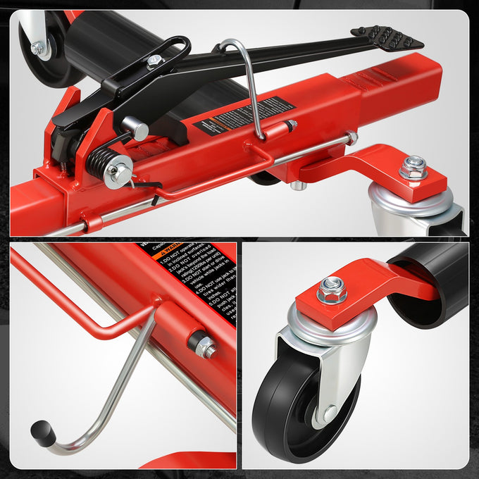 12 in. 1250lbs Hydraulic Car Wheel Dolly Jack<br>Roller Adjustable Range 10.2-23 in.