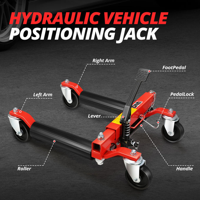 12 in. 1500lbs Hydraulic Car Wheel Dolly Jack<br>Roller Adjustable Range 10.8-23 in.