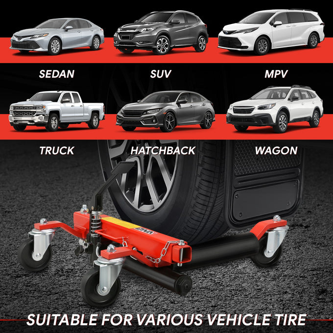 12 in. 1500lbs Hydraulic Car Wheel Dolly Jack<br>Roller Adjustable Range 10.8-23 in.