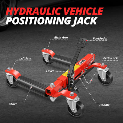 9 in. 1500lbs Hydraulic Car Wheel Dolly Jack<br>Roller Adjustable Range 10.8-23 in.