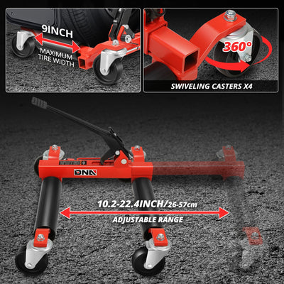 9 in. 1250lbs Hydraulic Car Wheel Dolly Jack<br>Roller Adjustable Range 10.2-22 in.