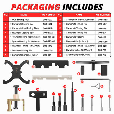 Carbon Steel Engine Timing Tool Kit<br>Fits Wide Range of Recent Ford & Volvos Vehicles