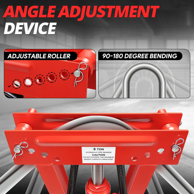 8 Ton Manual Pipe Bender w/ 3 Dies<br>Adjustable Height 8.6-15.6 in.