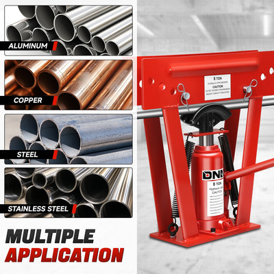 8 Ton Manual Pipe Bender w/ 3 Dies<br>Adjustable Height 8.6-15.6 in.