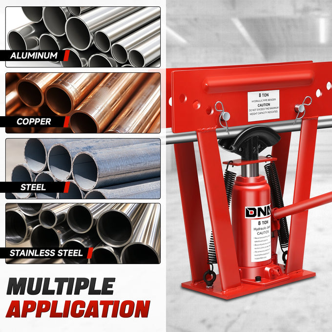 8 Ton Manual Pipe Bender w/ 3 Dies<br>Adjustable Height 8.6-15.6 in.