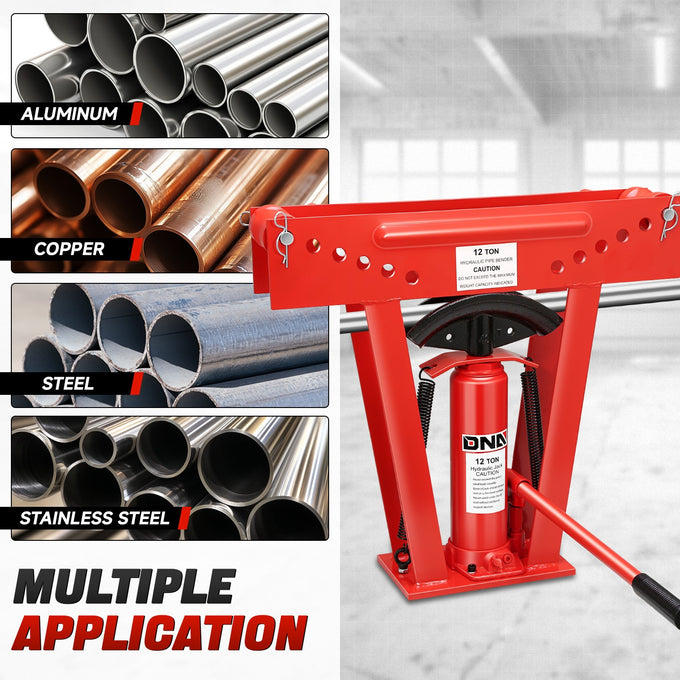 12 Ton Manual Pipe Bender w/ 6 Dies<br>Adjustable Height 12.8-23.2 in.