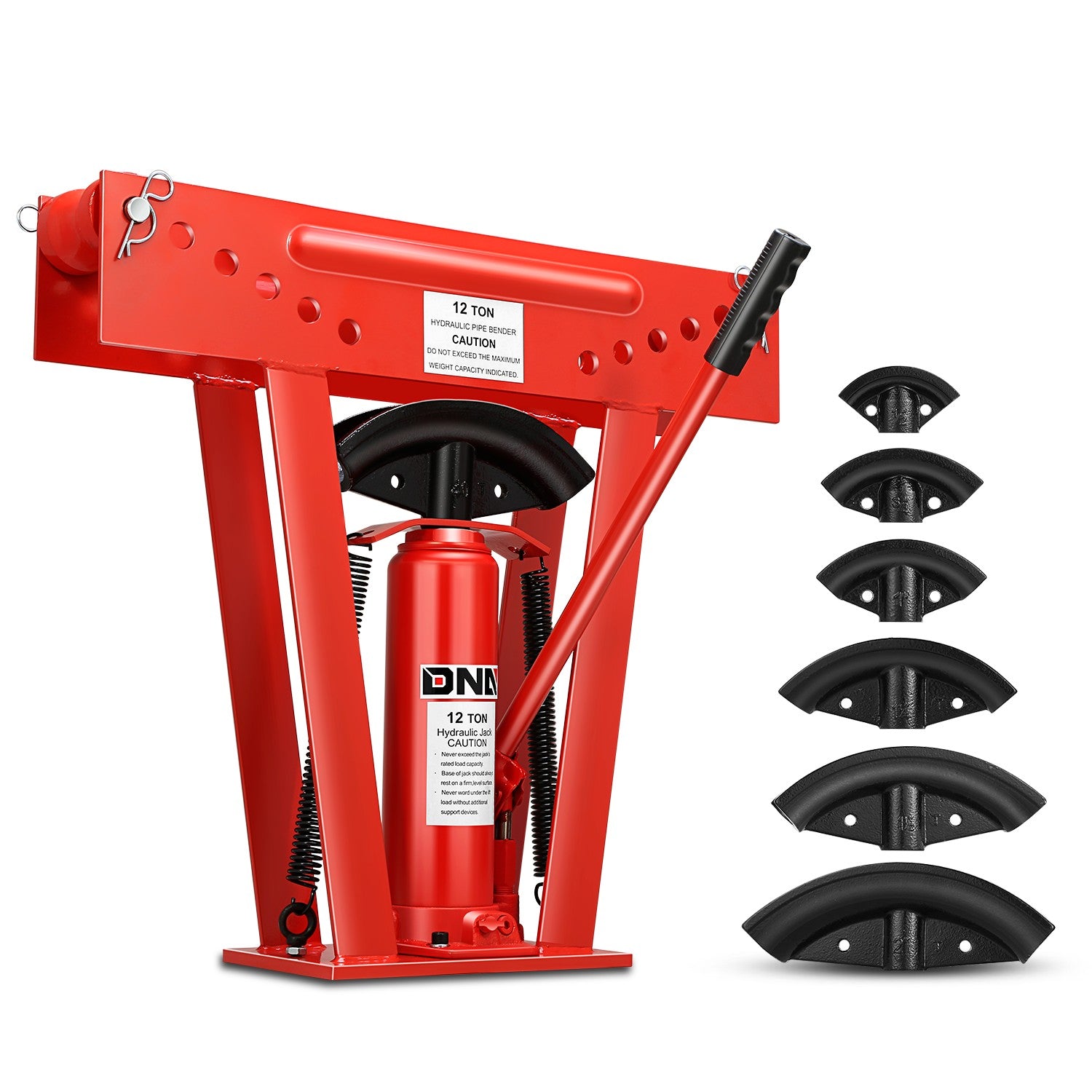 12 Ton Manual Pipe Bender w/ 6 Dies<br>Adjustable Height 12.8-23.2 in.