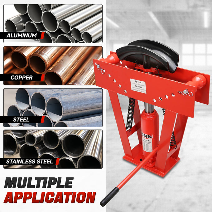 16 Ton Manual Pipe Bender w/ 8 Dies<br>Adjustable Height 13.2-23.8 in.