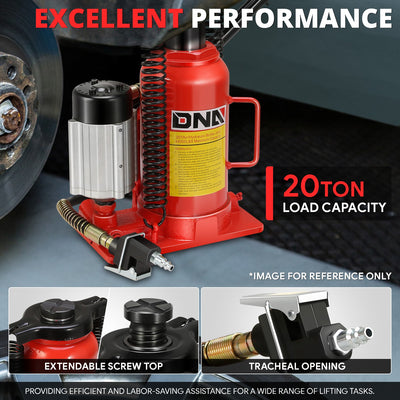 Detachable Heavy Duty 20 TON Air Hydraulic Bottle<br>Lifting Range 10.4 to 19.8 in.