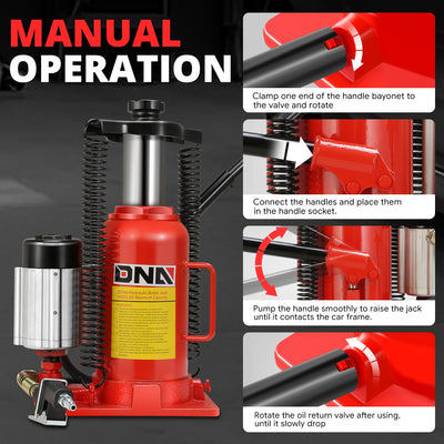 Detachable Heavy Duty 20 TON Air Hydraulic Bottle<br>Lifting Range 10.4 to 19.8 in.