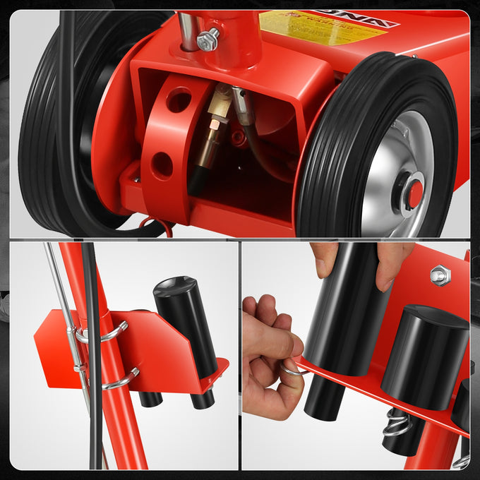 22 Ton Air Axle Bottle Jacks w/ Extension Saddle<br>Lifting Range 8-7/8 in. to 17-1/8 in.