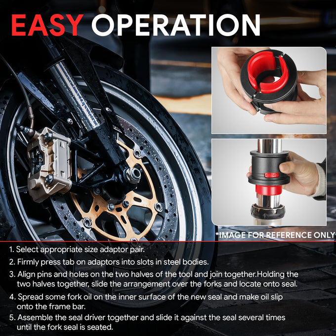 14Pcs Motorcycle Bike Fork Seal Installer Driver Set<br>w/6 Adapter 35-36, 40-41, 42-43, 45-46, 47-48, 49-50mm