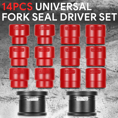 14Pcs Motorcycle Bike Fork Seal Installer Driver Set<br>w/6 Adapter 35-36, 40-41, 42-43, 45-46, 47-48, 49-50mm