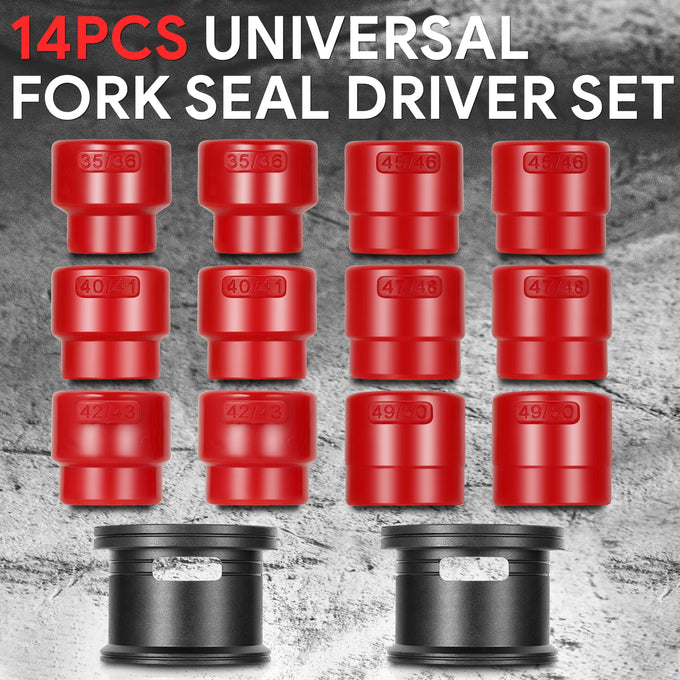 14Pcs Motorcycle Bike Fork Seal Installer Driver Set<br>w/6 Adapter 35-36, 40-41, 42-43, 45-46, 47-48, 49-50mm