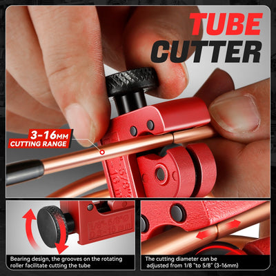 25Ft Brake Line Tubing Kit with Fittings & Tools <br> 1/8-5/8in. Mini tube cutter for copper