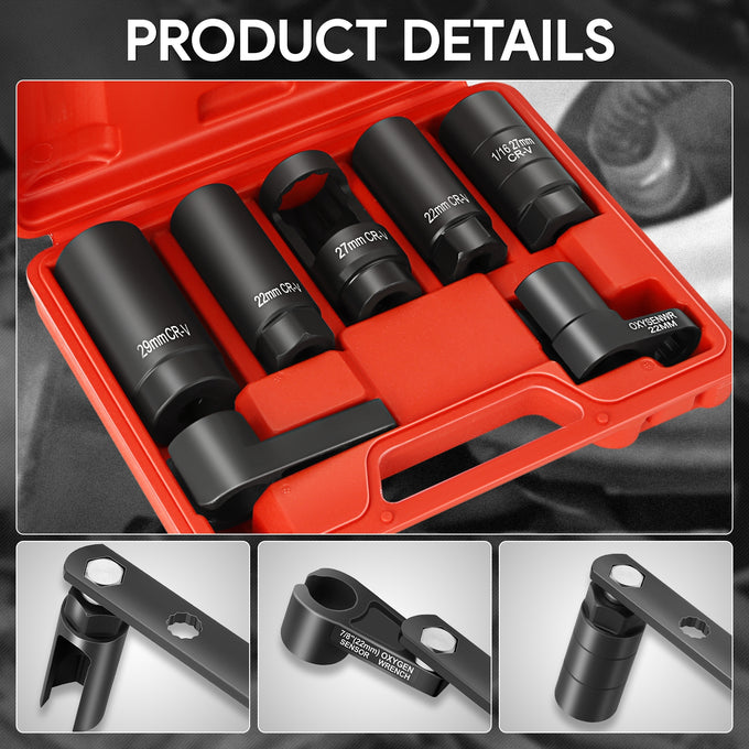 7Pcs Oxygen Sensor Oil Pressure Socket Removal Tool <br>w/7 Interchangeable Socket Heads