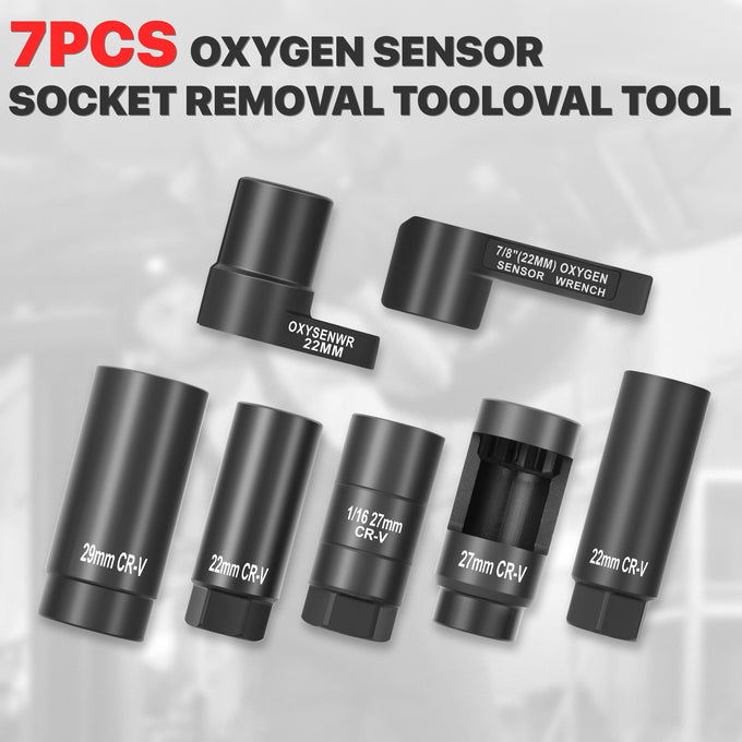 7Pcs Oxygen Sensor Oil Pressure Socket Removal Tool <br>w/7 Interchangeable Socket Heads