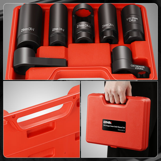 7Pcs Oxygen Sensor Oil Pressure Socket Removal Tool <br>w/7 Interchangeable Socket Heads