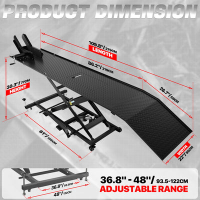 7.2-30.3 inches Lift Range Motorcycle Lift Table<br>Overall Dimensions 86.2 in. L x22 in. W x 26.7 in. H