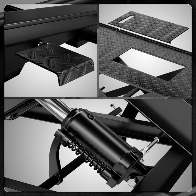 7.2-30.3 inches Lift Range Motorcycle Lift Table<br>Overall Dimensions 86.2 in. L x22 in. W x 26.7 in. H
