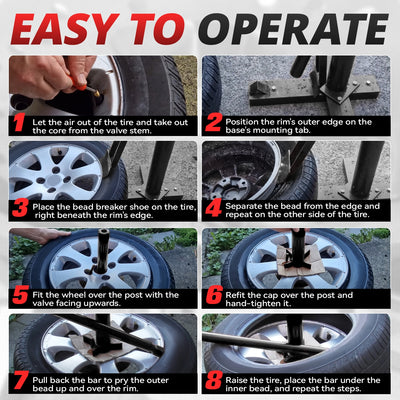 Portable Rust-Resistant Coating Manual Tire Changer<br>Suitable for Tires 15 to 21 in.