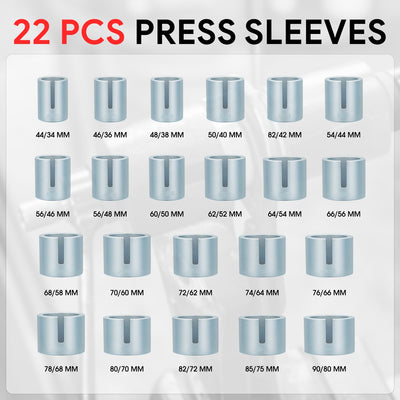 27Pcs Press and Pull Sleeve Kit w/ 22 Adapters<br>M10-M18 Press Spindles