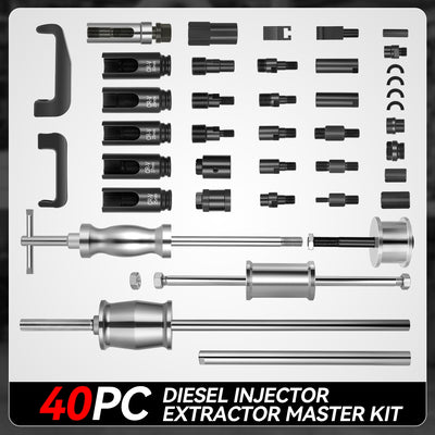 40Pcs Diesel Injector Extractor Master Kit<br>w/ Three-Option Heavy Duty Sliding Hammer