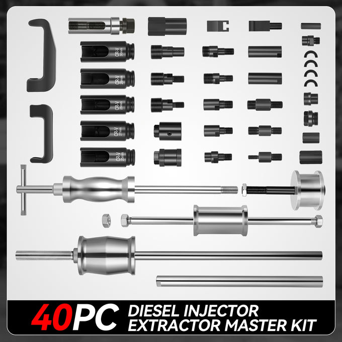 40Pcs Diesel Injector Extractor Master Kit<br>w/ Three-Option Heavy Duty Sliding Hammer
