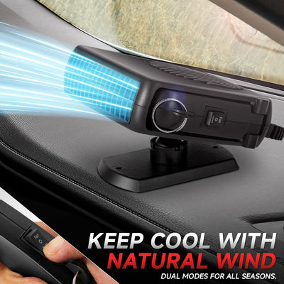 Portable 12V Heater Cooler Fan Defrost Demister <br>360 Rotation Defogger