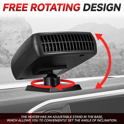 Portable 12V Heater Cooler Fan Defrost Demister <br>360 Rotation Defogger