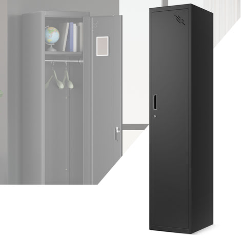 Lockable Metal Storage Cabinet w/3 Separate Spaces <br> Overall Dimensions(in.):71 H x 15 W x 17 D
